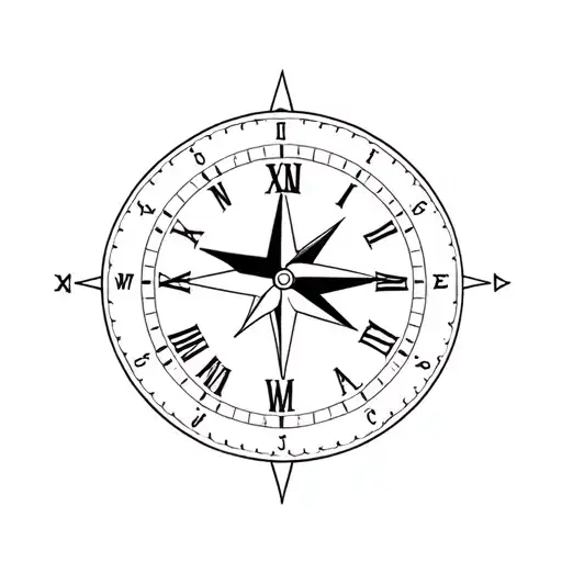 Simple Feminine Nautical Compass And Clock Face Incorporated