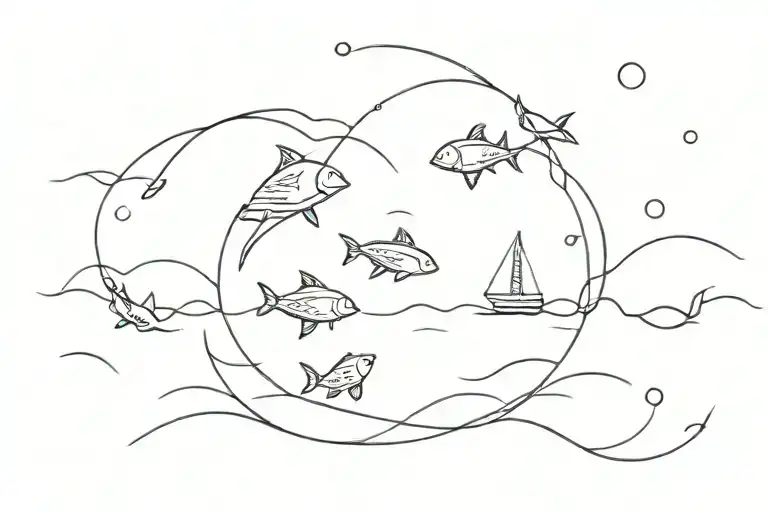 Sea And Fish And Boat