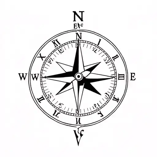 Simple Feminine Nautical Compass And Clock Face Incorporated