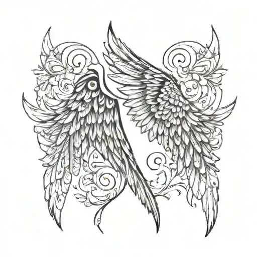 Angel Wings With Semicolon In The Middle