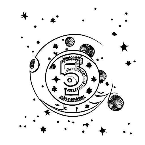 Moon With Airplane And The Numbers 555