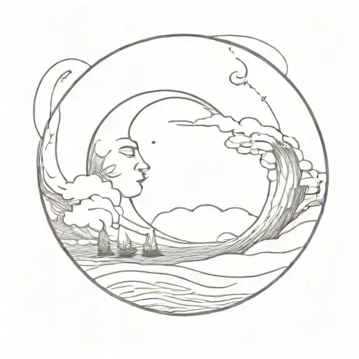 Moon Made Of Smoke And Wind In The Calm Sea