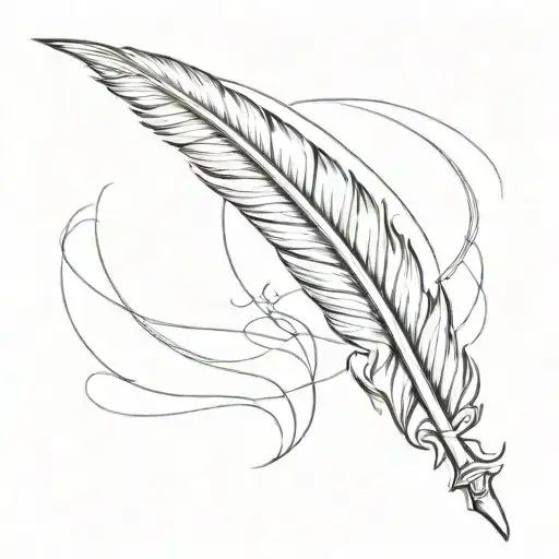 A Minimalist Design Of A Phoenix Feather Pen Symbolizing The Client's Love For Writing