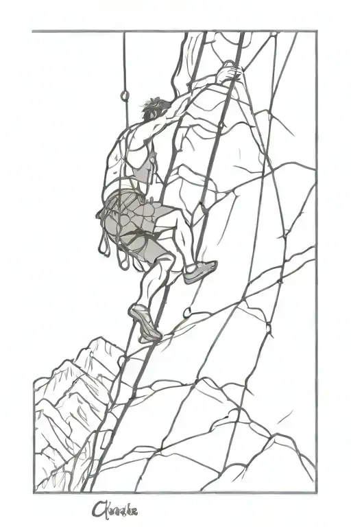 Rock Climber With A Rope Climbing Up A Scar On Achilles