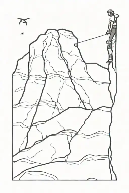 Stick Figure Rock Climbing Up A Scar