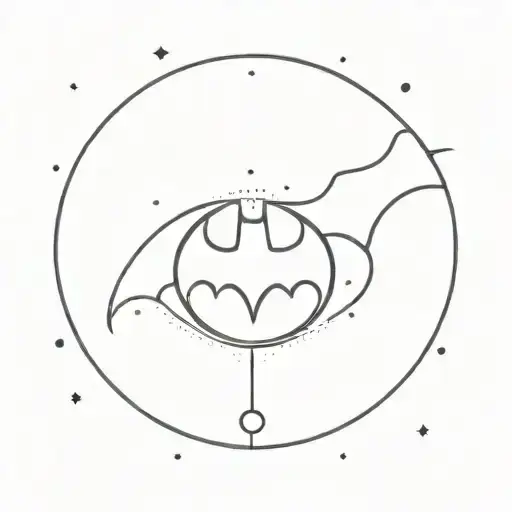 A Minimalist Silhouette Of Batman's Iconic Bat Signal Shining In The Night Sky