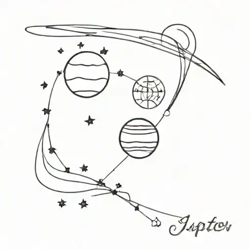 A Sentence From The Ground To Jupiter With Little Stars And The Planet Earth And The Planet Jupiter