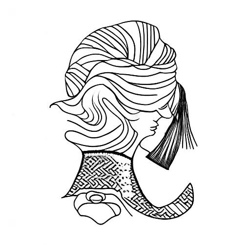 Womans Body Wrapper In Red Yarn With Crow Pulling At Her