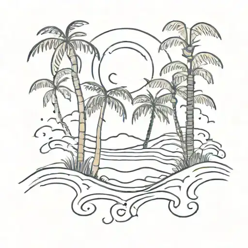 444 And A Palm Trees And Waves