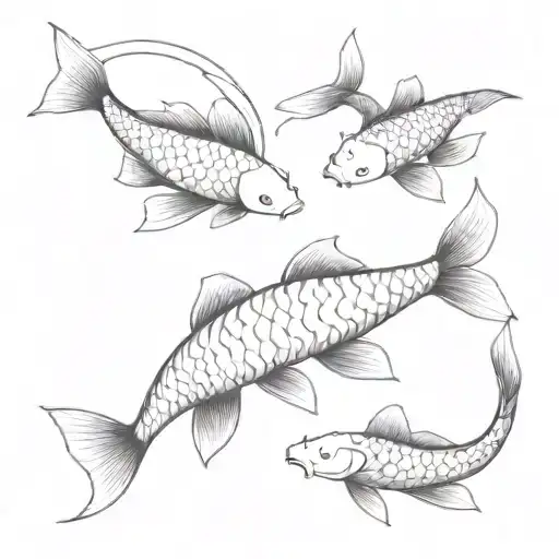 2 Koi Fish And 1 Japanese Dragon Flying