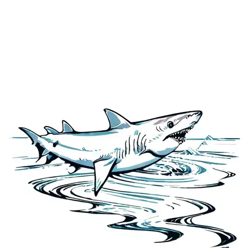 Shark Swimming Up Stream