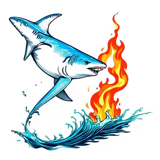 Shark Swimming Up Fire That Looks Like Water