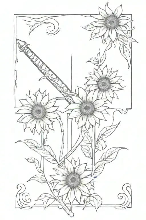 Sword And Sunflowers Wrapped Loosely