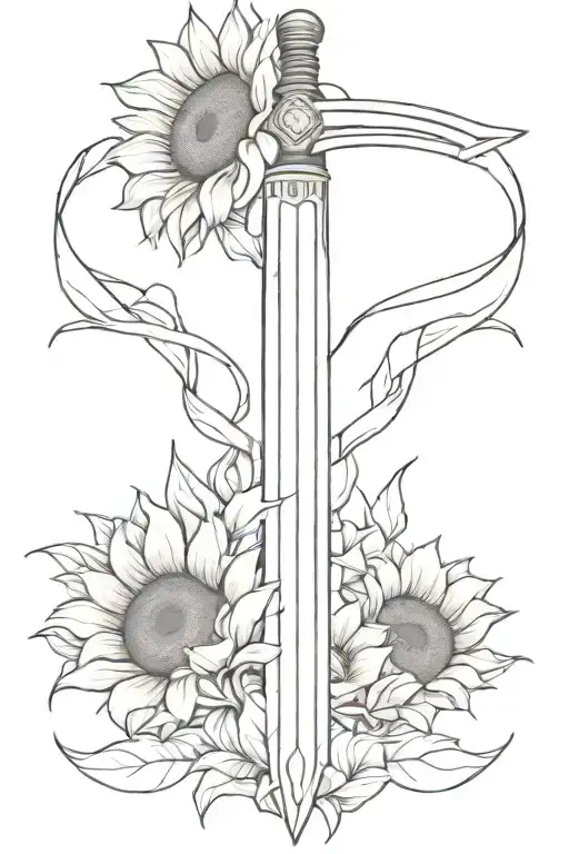 Sword And Sunflowers Wrapped Loosely Simple