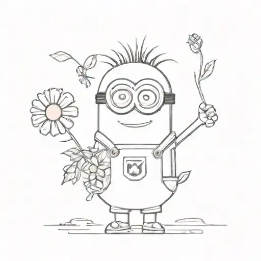 Minion Holding Daisy Flower In Hand