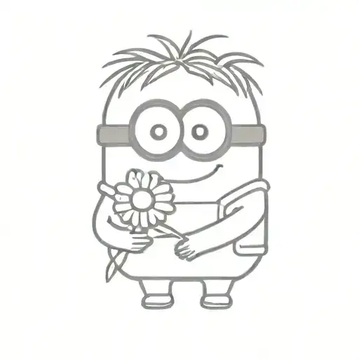 Minion Holding Daisy Flower In Hand