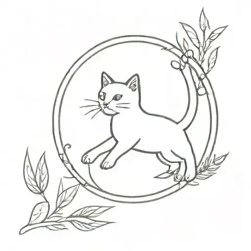 Cat With A Bird Flying With An Olive Branch Representing