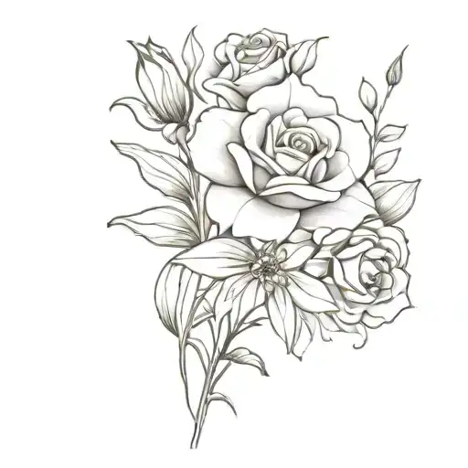 Boho Flower Bouquet With A Violet Rose And Daffodil Flowers Small And Simple