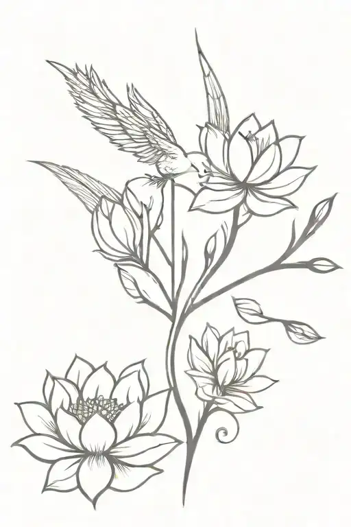 An Arrow Passing Through A Pheonix And Arrow Blooming Into A Lotus