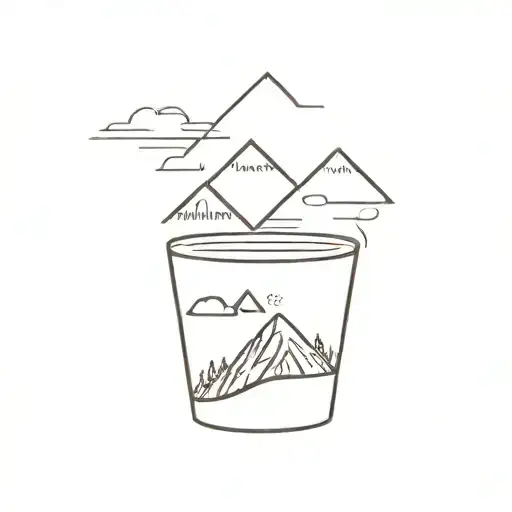 A Minimalist Tattoo Of A Coffee Cup With A Mountain Landscape Inside It