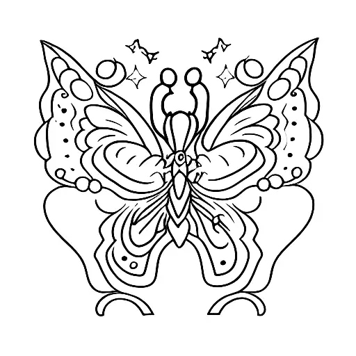 Small Leo Sunsign With Butterflies And Stars