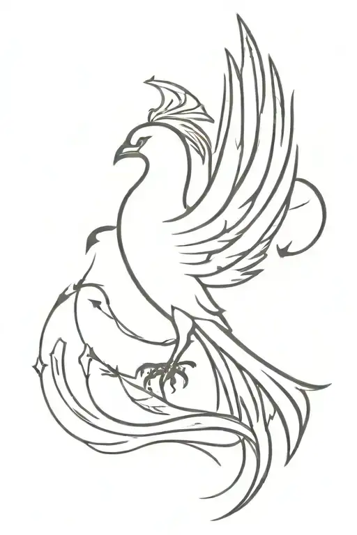 A Phoenix Silhouette With A Tiny Arrow Pointing Upwards Emerging From The Phoenix's Chest