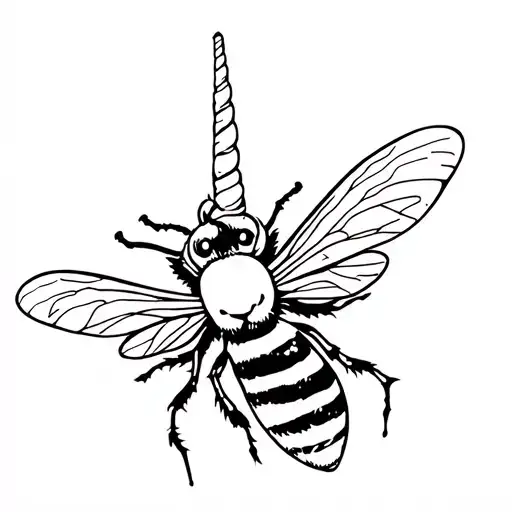 Tiger Striped Bee With Unicorn Horn