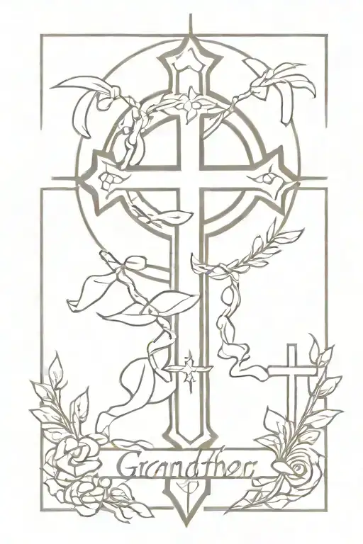 Grandfather Tributes With Christian Crosses And Dates Of Birth