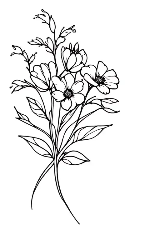 Flower Bouquet Fine Line