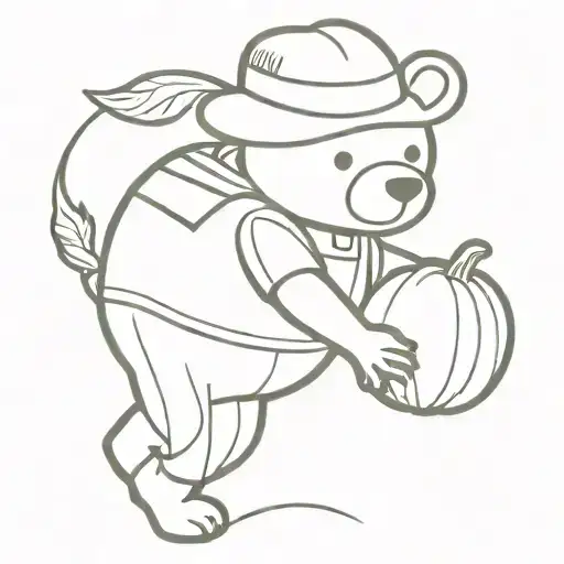 Teddy Bear Farmer Lifting A Pumpkin