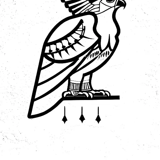 Egyptian Falcon With Pharao Crown On Head