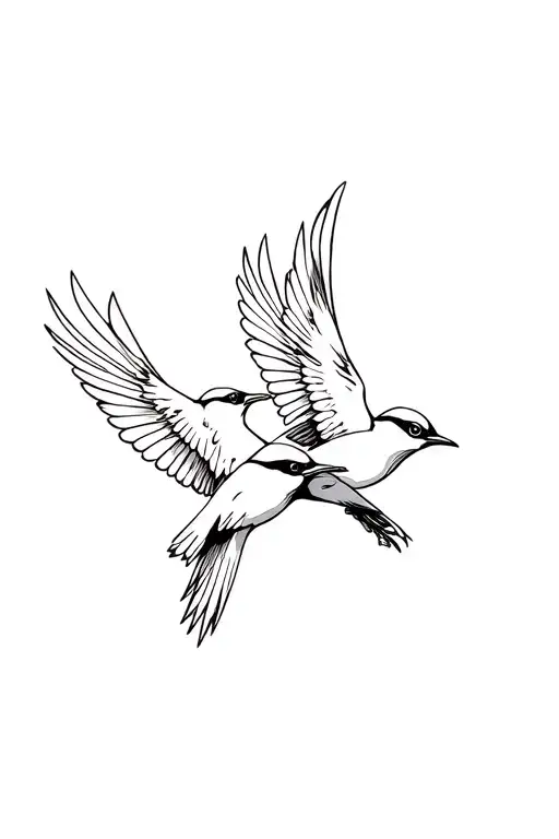 3 Cartoon Jay Birds Flying Together