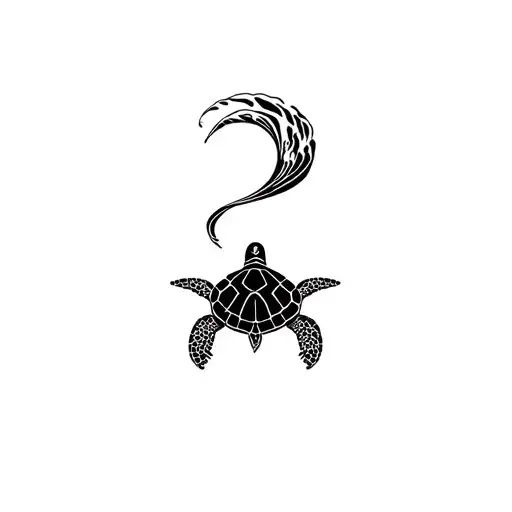 Minimalist Turtle And Wave
