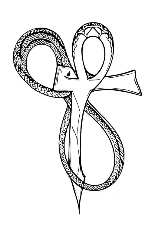 Ankh And Snake Wrapped