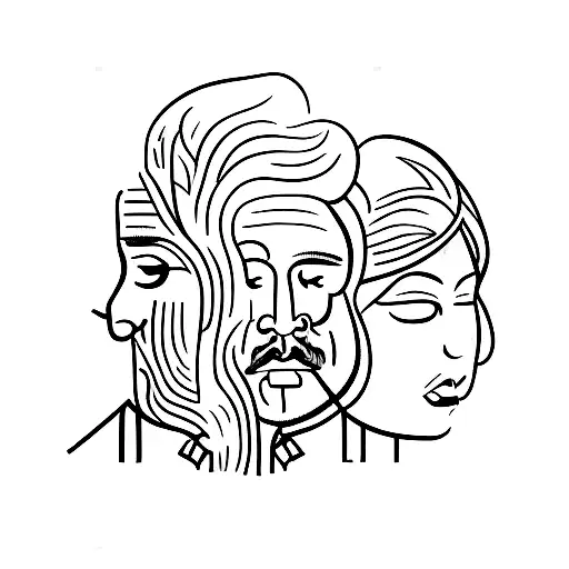 Man Face And A Woman Face On A Life Tree