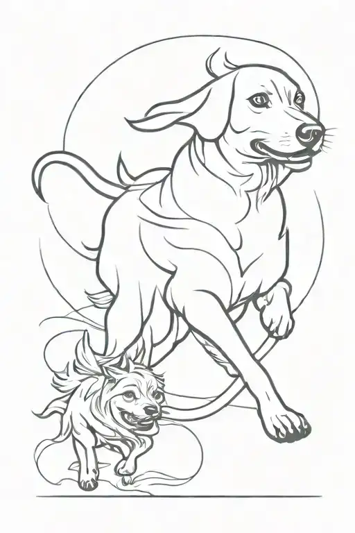 Yorkshire Dog Running With His Owner Walking