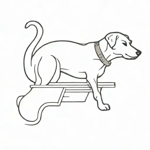 A Minimalist Tattoo Of A Dog Silhouette With A Study Book In Its Mouth