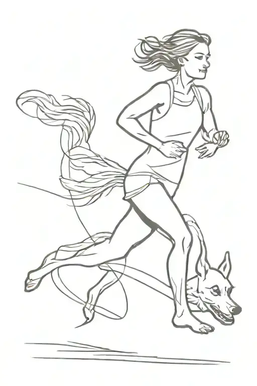 Yorkshire Dog Running With A Woman