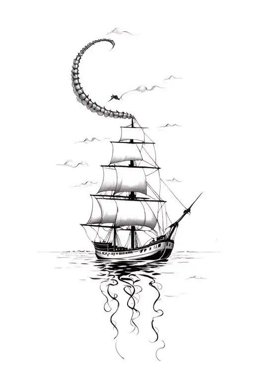 Tall Ship Attacked By Tenticles