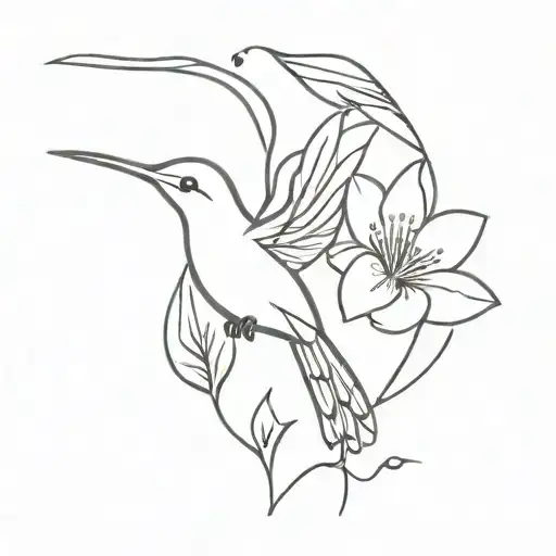 Hummingbird Holding Flower