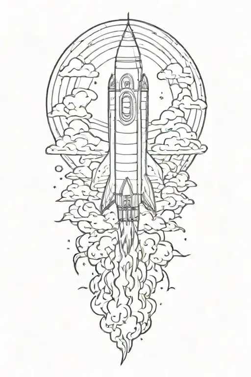 Rocket Ship Sailing Through Stormy