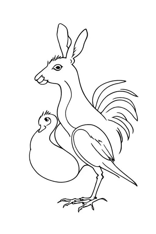Kangaroo Rooster And A Dodo Brid