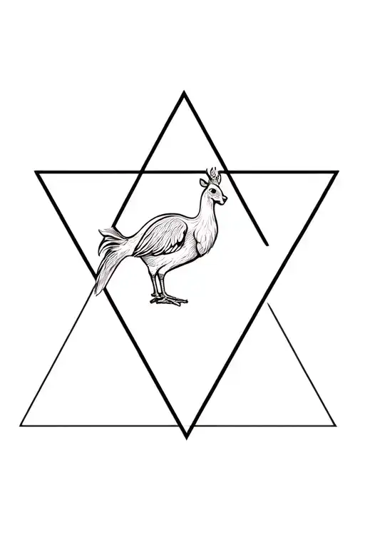Kangaroo Rooster And A Dodo Brid In A Triangle