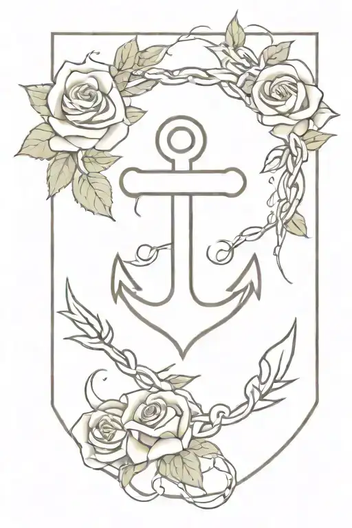 Anchor And Rose With Thorns Intertwined