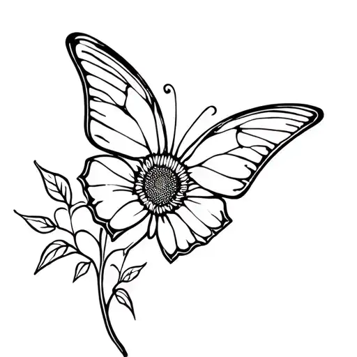 Butterfly Sunflower Vine Intertwined