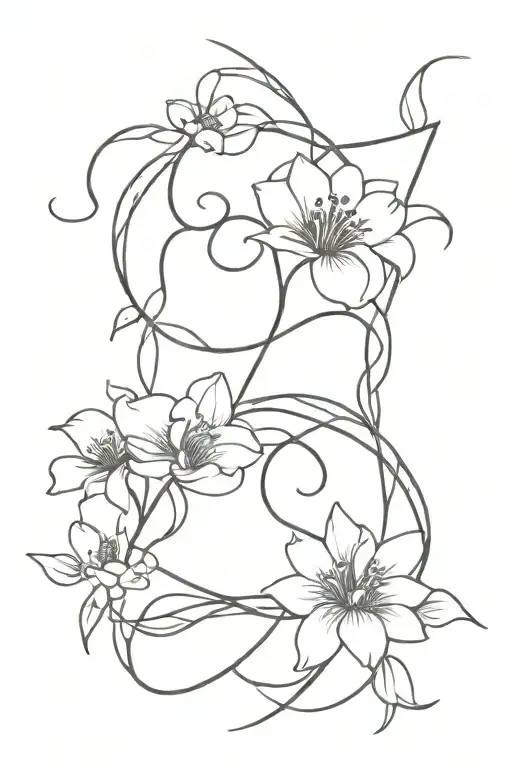 Aries And Capricorn Flowers Intertwined In A Minimalist Design