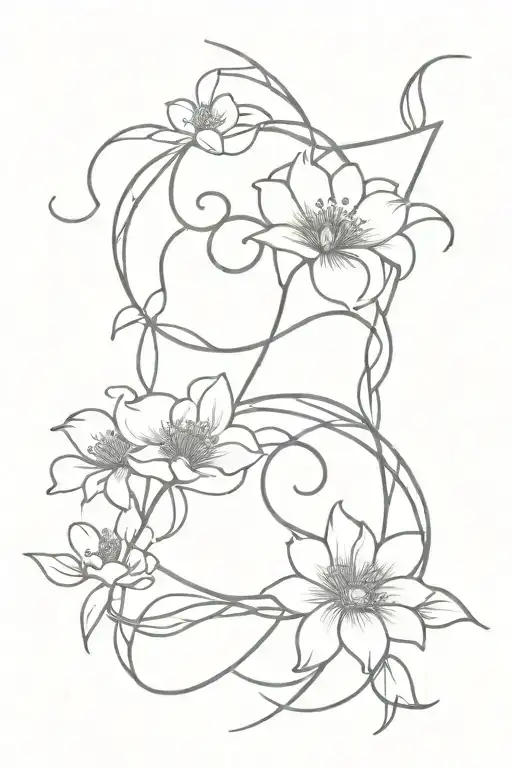Aries And Capricorn Flowers Intertwined In A Minimalist Design