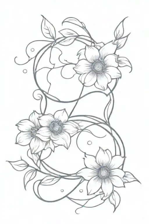 Aries And Capricorn Flowers Intertwined In A Minimalist Design