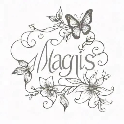 A Simple Elegant Or Cute Tattoo Design Spelling The Word 'Magis'
