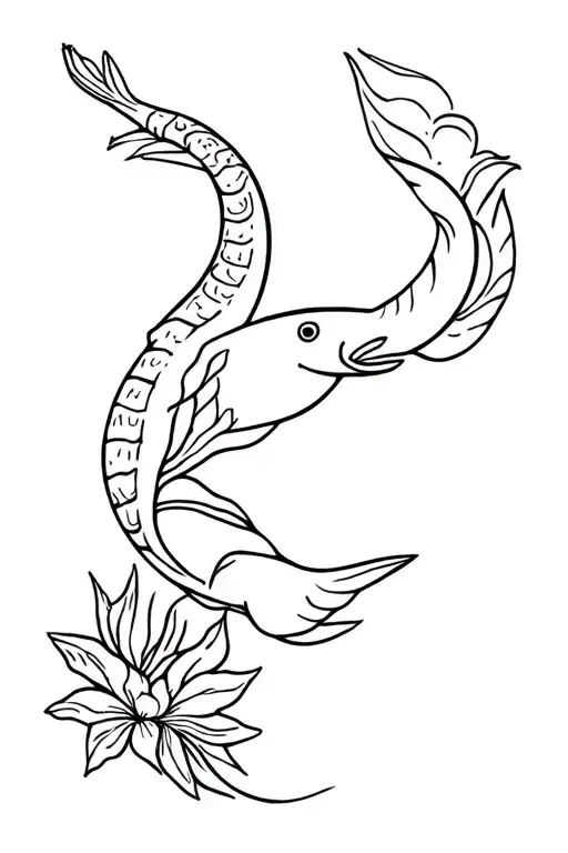 Hawaiian Themed Ocean Animals Tattoo Design